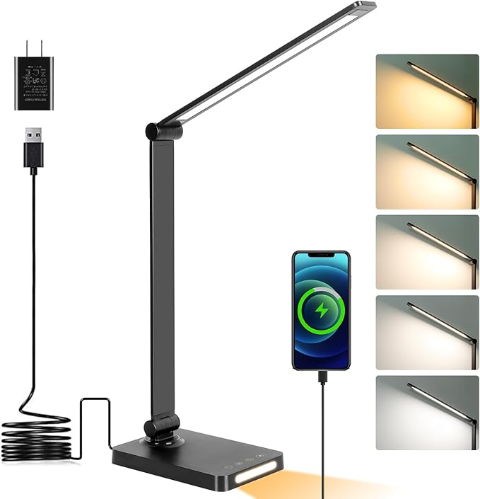 LED Desk Lamp with USB Ports,Touch Desk Lamps for Home Office